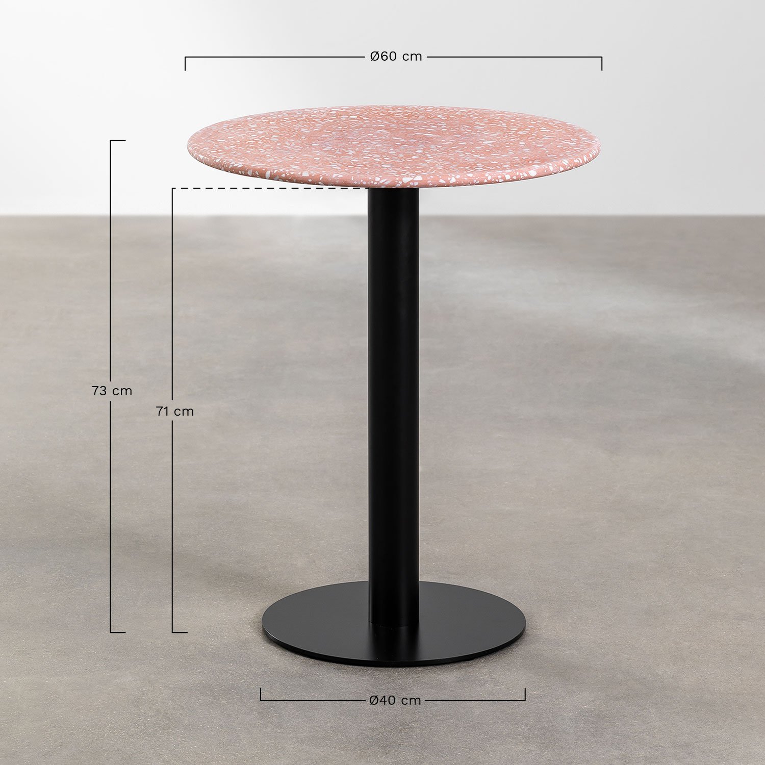 Table de Bar Ronde en Terrazzo (Ø60cm) Dolce, mesures