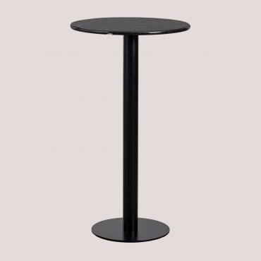 Table Haute De Bar Ronde Ø60 Cm En Marbre Rocher Marbre Nero Marquina & Noir - Sklum