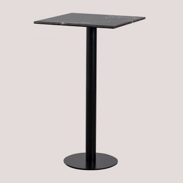 Table Haute De Bar Carrée 60x60 Cm En Marbre Rocher Marbre Noir Marquina & Noir - Sklum