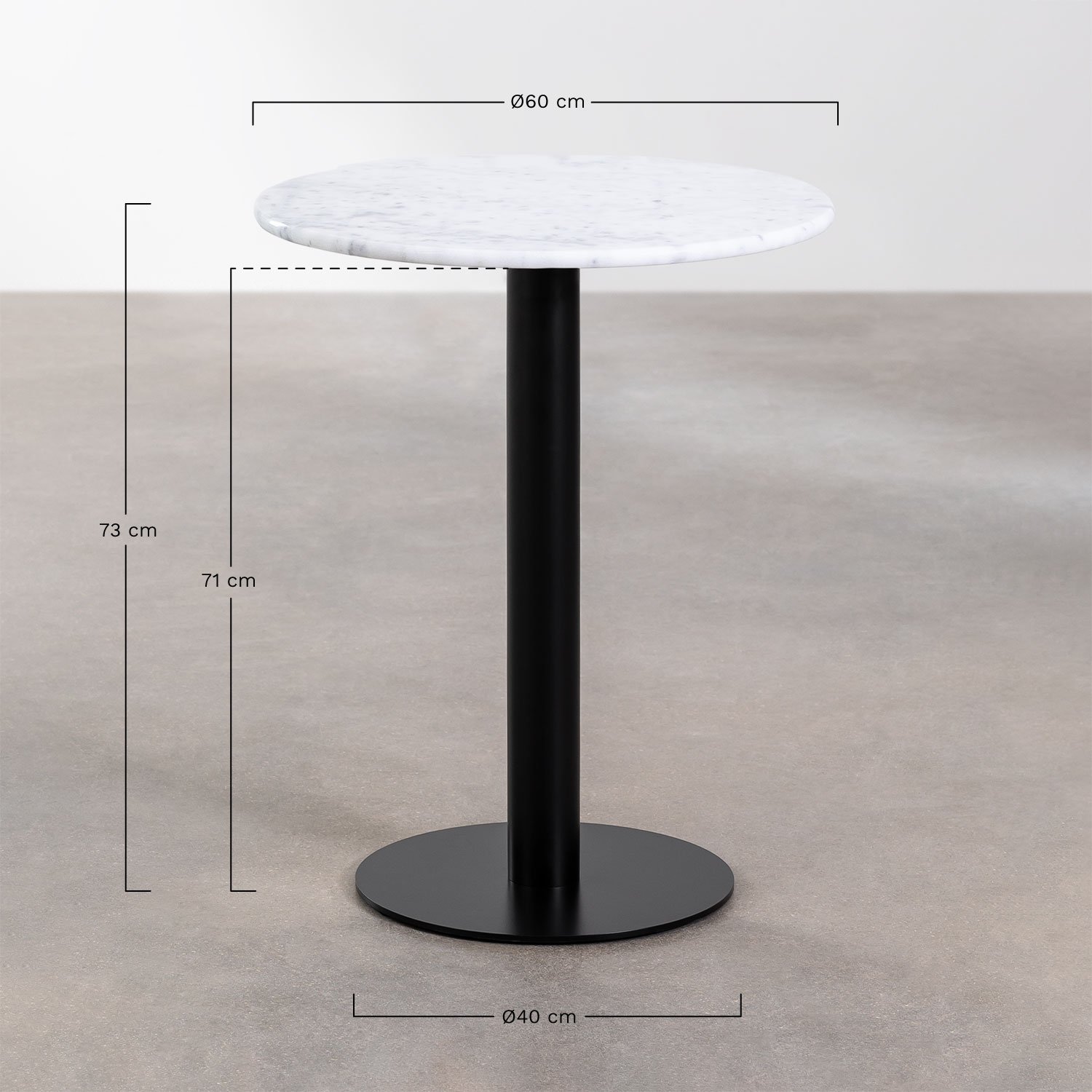 Table de Bar Ronde en Marbre (Ø60 cm) Rocher, mesures