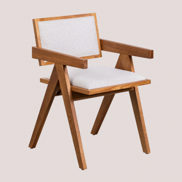 Chaise De Salle À Manger Rembourrée En Bois De Frêne Avec Accoudoirs Lali Marron Cendré - Sklum