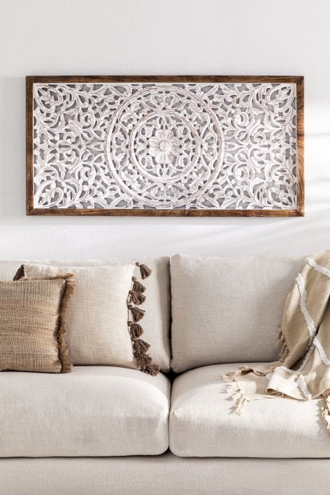 Panneau rectangulaire décoratif 125x60 cm en MDF et bois de manguier Asniki