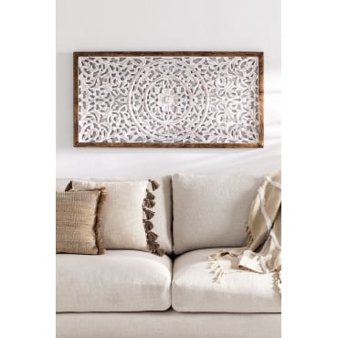 Panneau rectangulaire décoratif 125x60 cm en MDF et bois de manguier Asniki