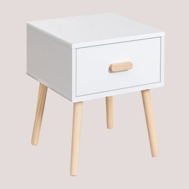 Table De Chevet En Mdf Et Bois De Pin Tom Kids Blanc - Sklum
