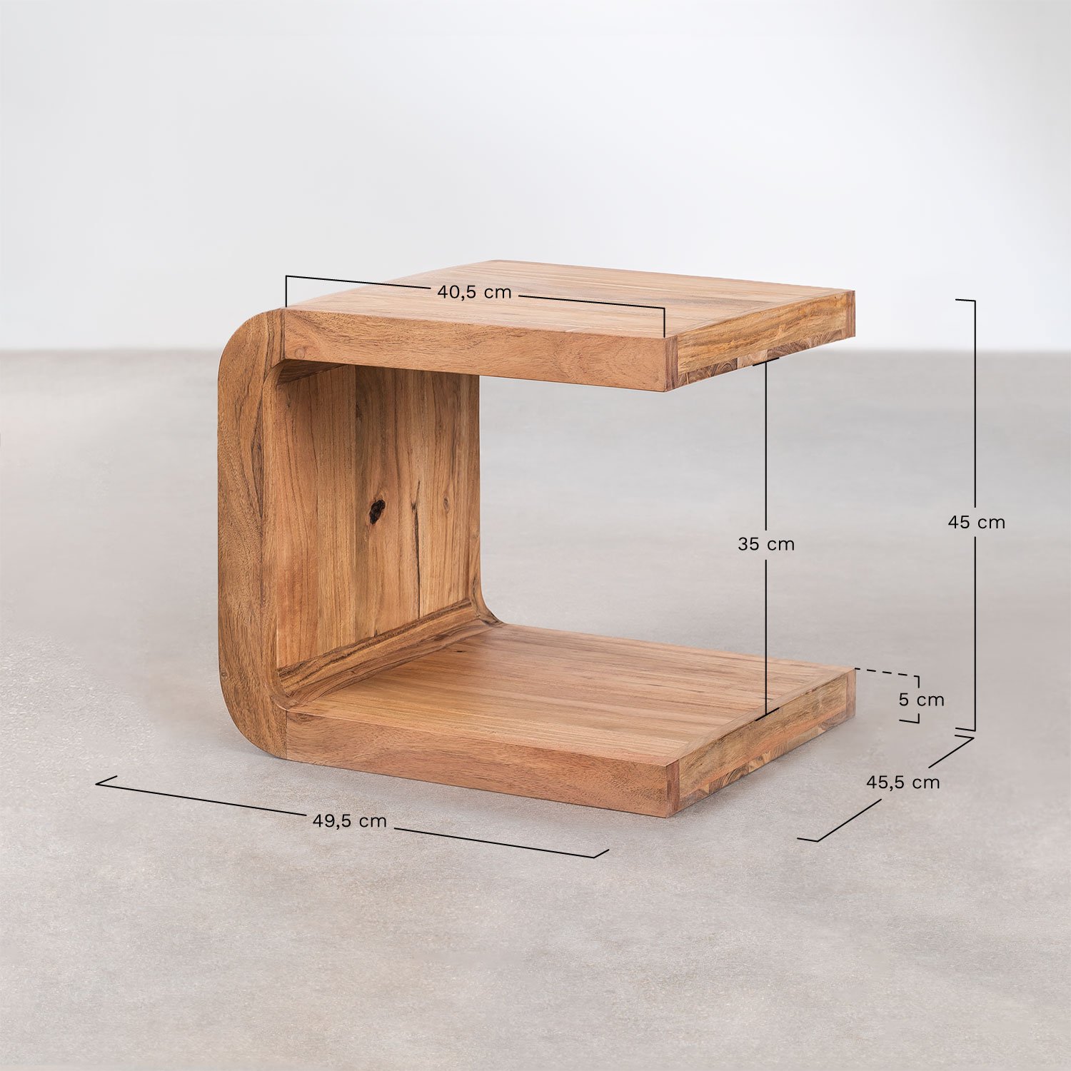 Table d'Appoint en Bois d'Acacia Vacry, mesures