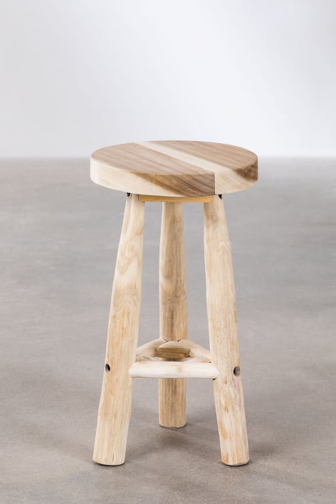 Tabouret haut 65 cm en bois finition naturelle Narel