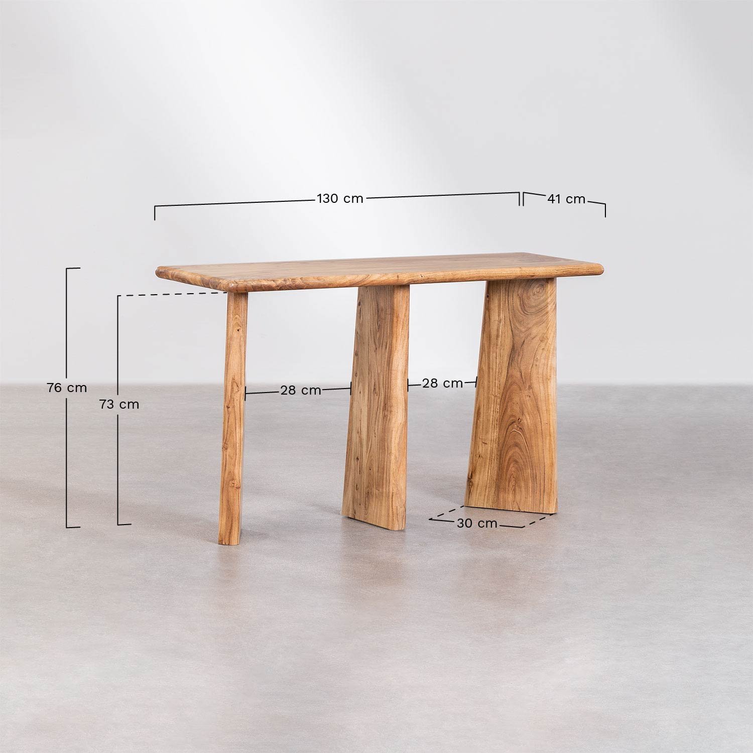 Console d'entrée en bois d'acacia Ambyl, mesures