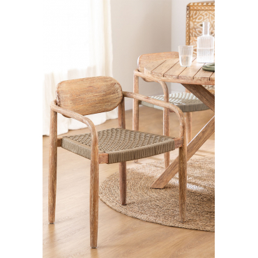 Chaise de salle à manger avec accoudoirs en bois Naele