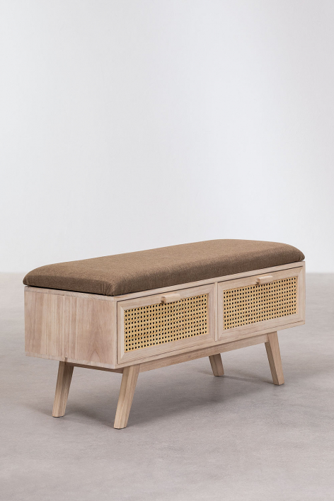 Banc Emil B&D Home 120cm - Velours Côtelé Anthracite - Pieds Bois Massif - Banc Rembourré Salle à Manger & Couloir