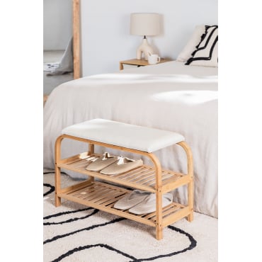 Banc à chaussures en bois de bambou Kaupo