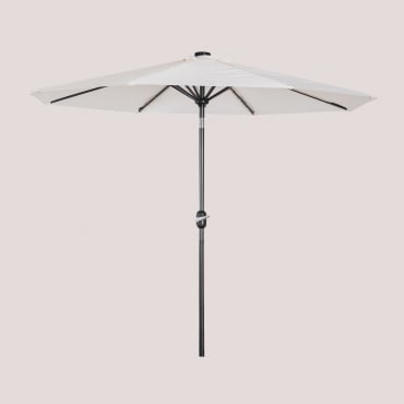 Parasol Avec Lumière En Tissu Et Acier (ø270 Cm) Uzombras Blanc Gardenia - Sklum