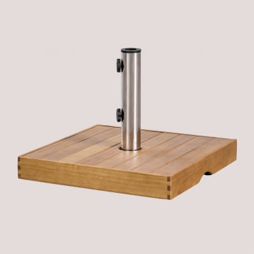 Base De Parasol Carrée (48x48 Cm) En Bois Canco Naturel & 48 X 48 Cm & Square - Sklum