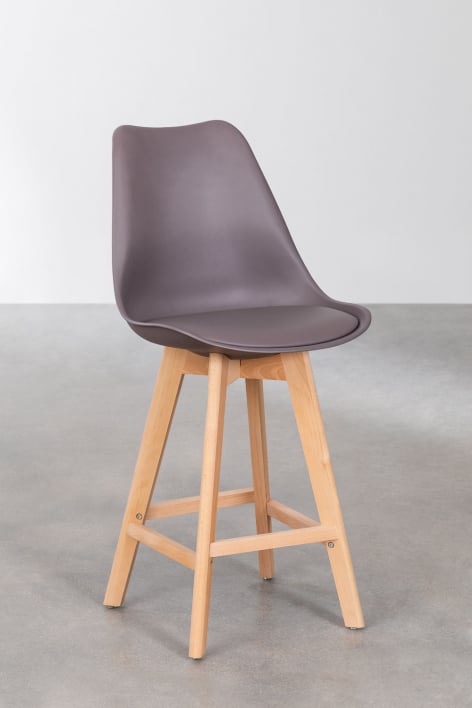 Lot de 4 tabourets hauts 65 cm avec coussin en similicuir gris taupe Nordic - Gris Taupe