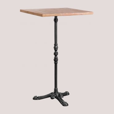 Table Haute De Bar Carré En Bois D'acacia Azteca ↔︎ 70 Cm & Noir - Sklum