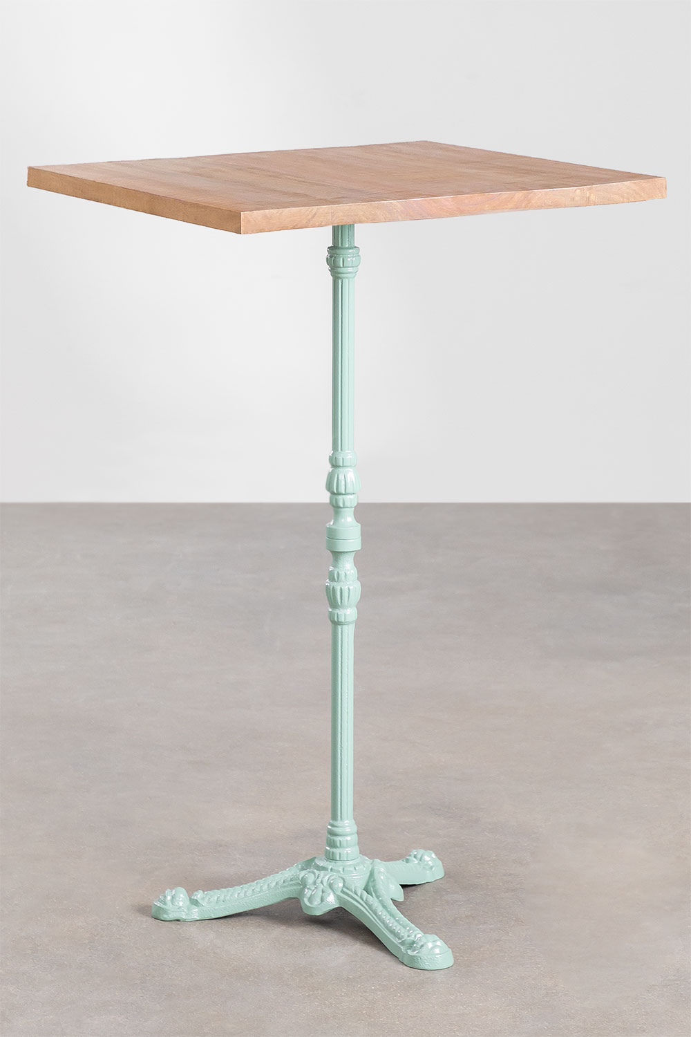Table Carrée Style Industriel - 60x60x75 Cm - Pieds En Fer & Plateau En Bois - Parfait Pour Bar, Cuisine Ou Salon