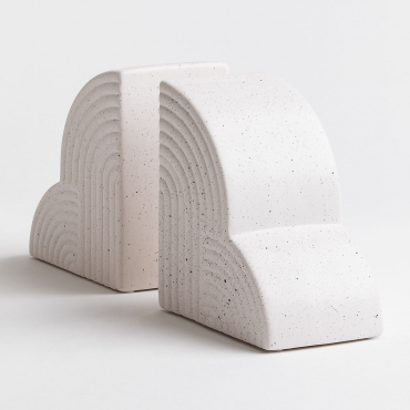 Ensemble De 2 Serre-livres En Céramique Belzer Terrazzo Clair - Sklum