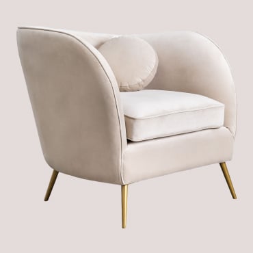 Fauteuil En Velours Clovys Brun Blé - Sklum