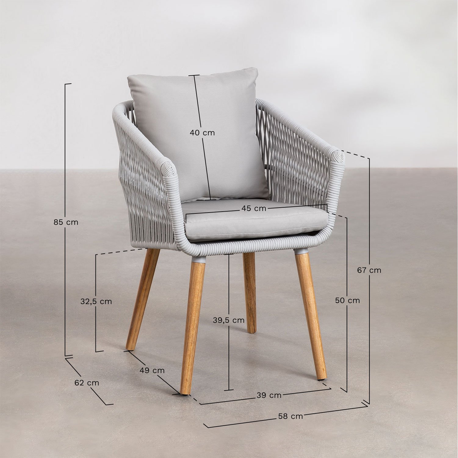 Chaise de jardin Barker Style, mesures