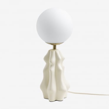 Lampe De Table En Céramique Boule De Verre Makalu Blanc - Sklum