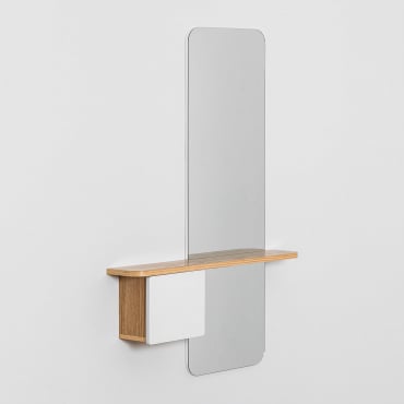 Console D'entrée 80x120 Cm En Mdf Avec Miroir Varna Blanc - Bois Naturel - Sklum
