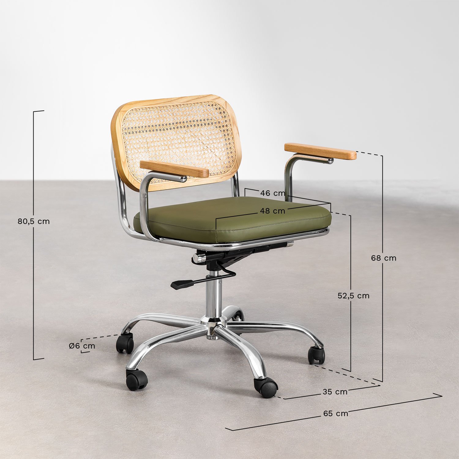 Chaise de bureau en similicuir Tento, mesures