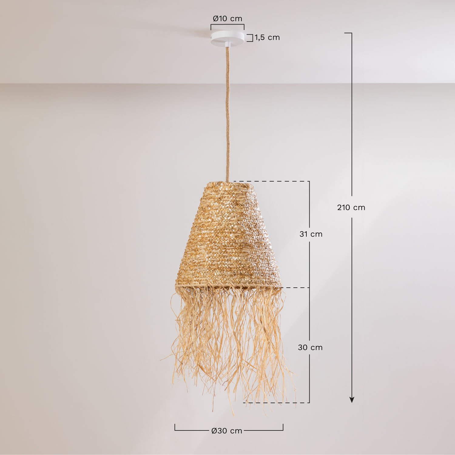 Lampe de plafond en jute Vries, mesures