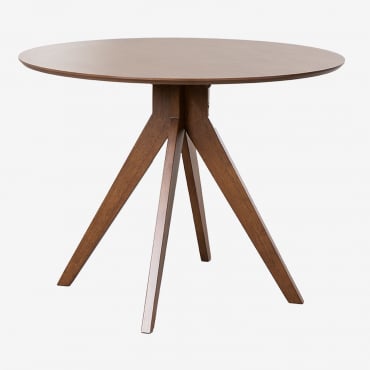 Table De Salle À Manger Ronde Ø100 Cm En Bois Sekiz Bois Foncé - Sklum
