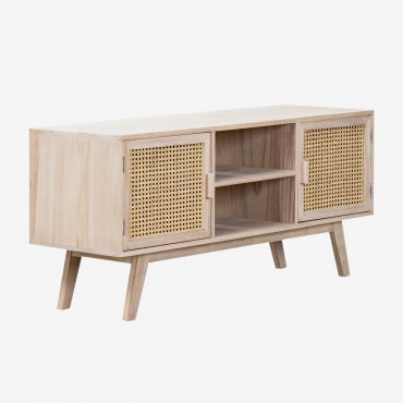 Meuble Tv En Bois Ralik Design Bois Naturel - Sklum
