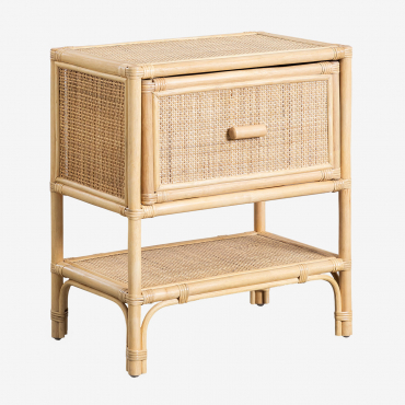 Table De Chevet En Rotin Yivisc Bois Naturel - Sklum
