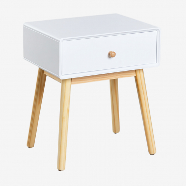 Table De Chevet En Mdf Et Bois De Pin Lucka Blanc - Sklum