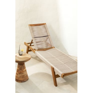 Chaise longue inclinable en bois d'acacia Tenay 