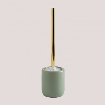 Brosse Wc Céramique Et Acier Pierk Vert Olive - Sklum