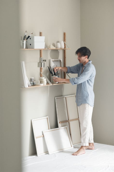 Étagère murale modulaire en bambou Kolex - Marron Bois Naturel