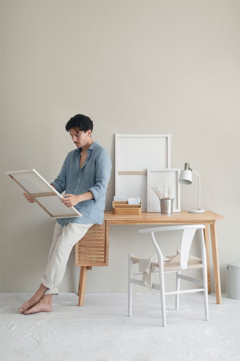 Bureau 125x60 cm en bois Deleyna