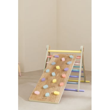 Rampe avec mur d'escalade d'apprentissage en bois Pyqer Colors Kids