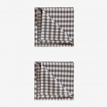 Pack De 2 Serviettes En Coton Hillary Gris Taupe - Sklum