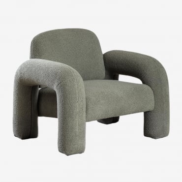 Fauteuil En Peau De Mouton Nicxon Vert Sauge - Sklum