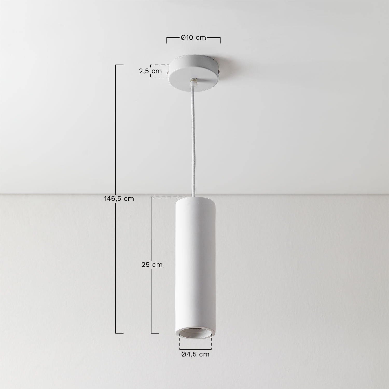 Plafonnier en plâtre Selene, mesures