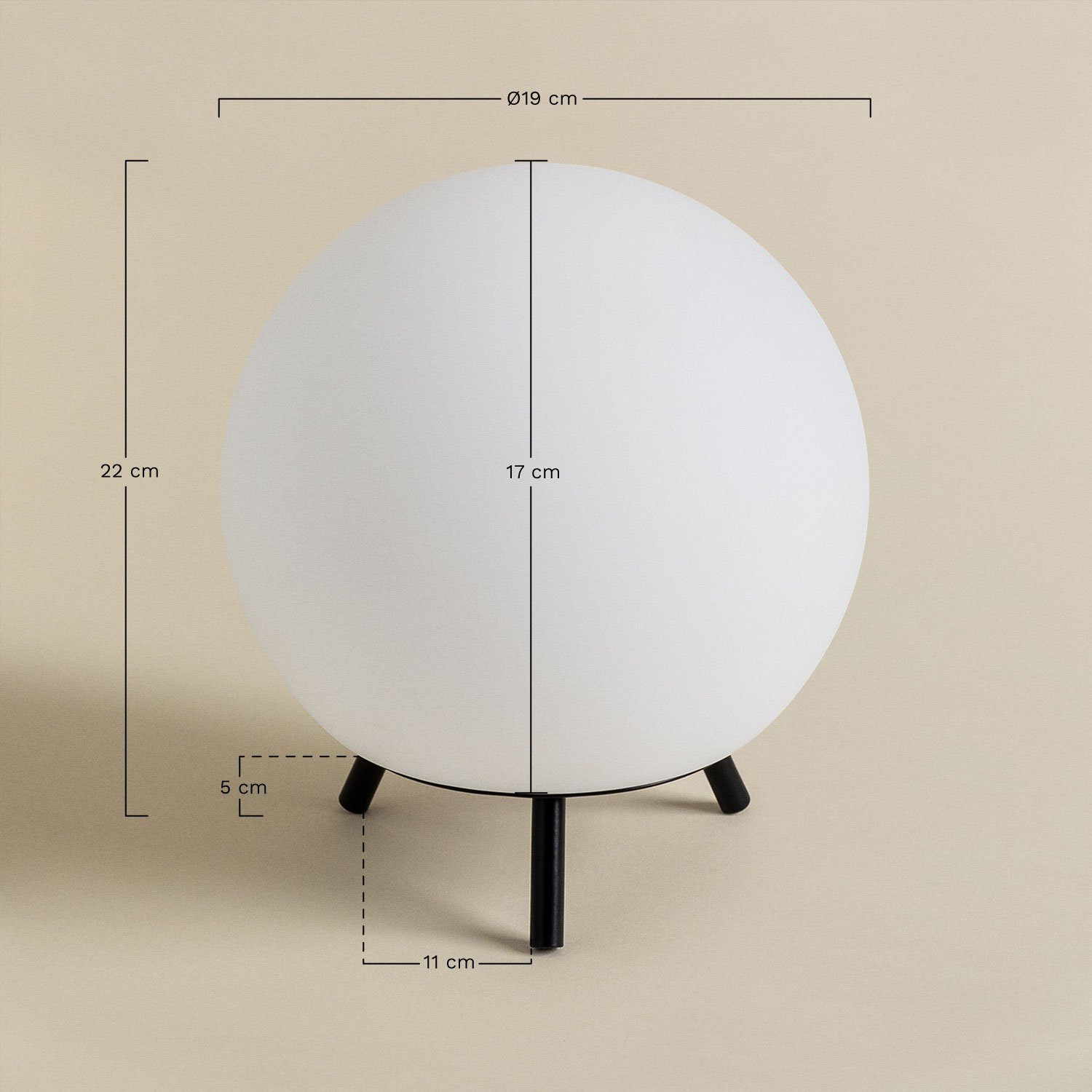 Lampe de table LED sans fil pour extérieur Cyntia, mesures