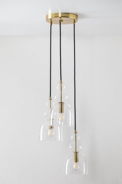 Suspension en cristal avec 3 points lumineux Bezany