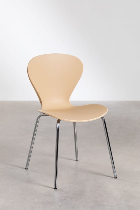 Lot de 2 chaises de salle à manger empilables - Brun Blé