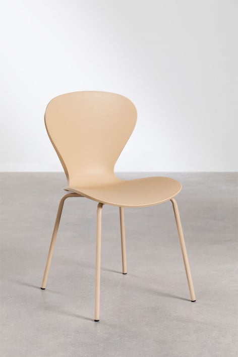 Pack de 4 chaises de salle à manger empilables en polypropylène et fer Uit Colors - Brun Blé