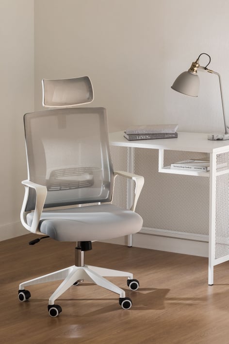 Chaise de bureau avec roulettes et accoudoirs en polypropylène Teill Colors - Gris Clair