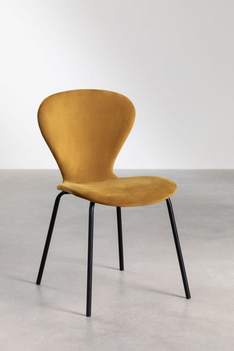 Pack de 4 chaises de salle à manger empilables en velours -  Moutarde      
