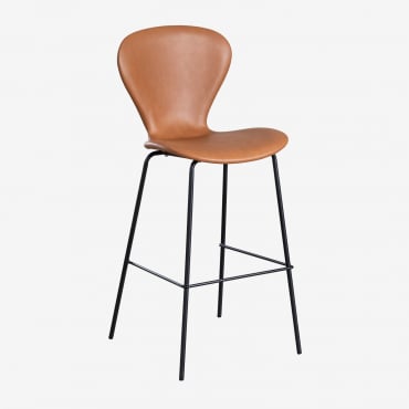 Tabouret Haut En Similicuir Uit Camel & ↑75 Cm & Noir - Sklum
