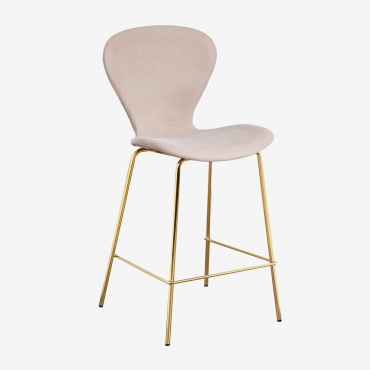 Tabouret Haut Rembourré Uit Nu Brun Pâle & ↑65 Cm & Doré - Sklum