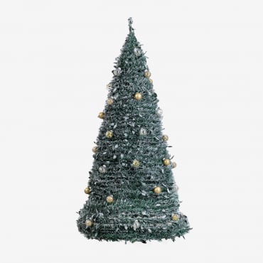 Sapin De Noël Pliable Taimy Avec Lumières Led Doré & ↑180 - Sklum
