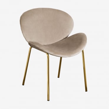 Chaise De Salle À Manger En Velours Fior Gold Gris Taupe Clair & Doré - Sklum