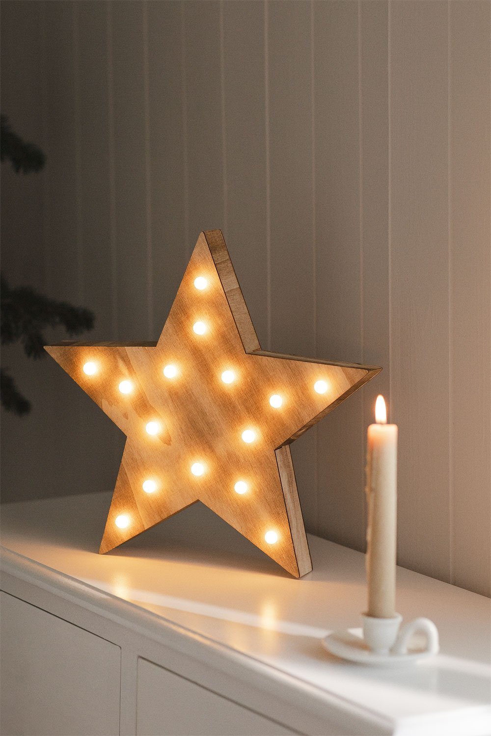 Étoile en bois avec lumières LED Lliva - SKLUM