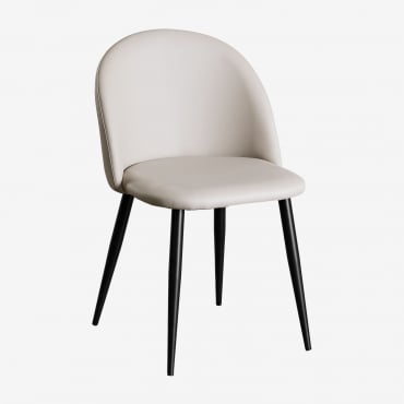 Chaise De Salle À Manger Rembourrée En Similicuir Kana Gris Taupe Clair & Noir - Sklum